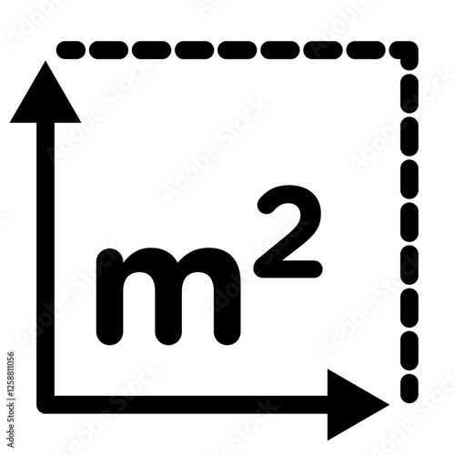 m2 area unit icon Outline vector symbol sign