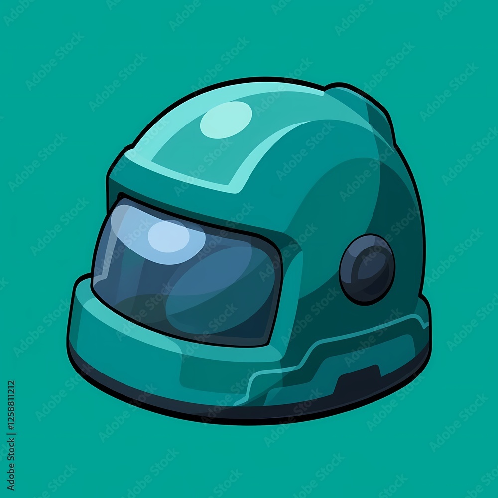 An chunky image of a teal helmet with a transparent body. The background is a forest green color, adding depth and contrast. An chunky image of a teal helmet with a transparent body. The background is a forest green color, adding depth and contrast.
