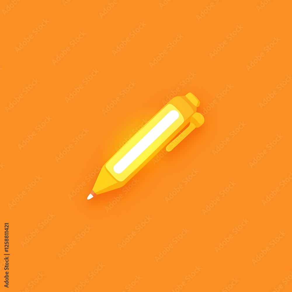 An minimalistic image of a yellow pen with a glowing center. The background is a sunset orange color, adding depth and contrast. An minimalistic image of a yellow pen with a glowing center. The background is a sunset orange color, adding depth and contrast.