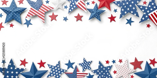 modern american patriotic decorative frame with scattered star elements
