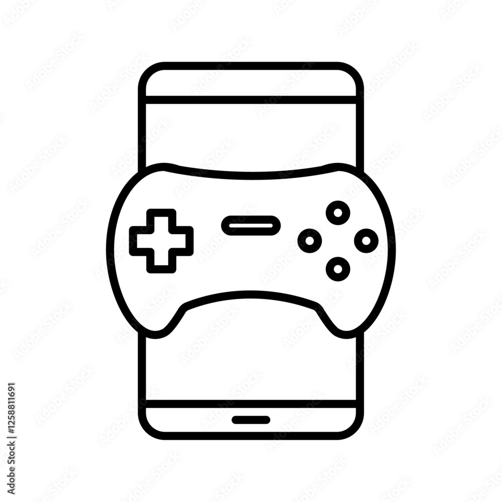 mobile phone game icon Outline vector symbol sign mobile phone game icon Outline vector symbol sign