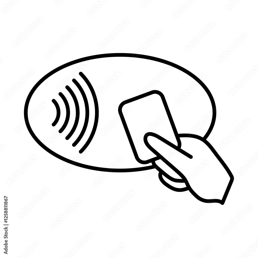NFC wireless payment icon Outline vector symbol sign NFC wireless payment icon Outline vector symbol sign
