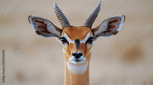Close-up of a gazelle showcasing its striking features in a natural habitat d...