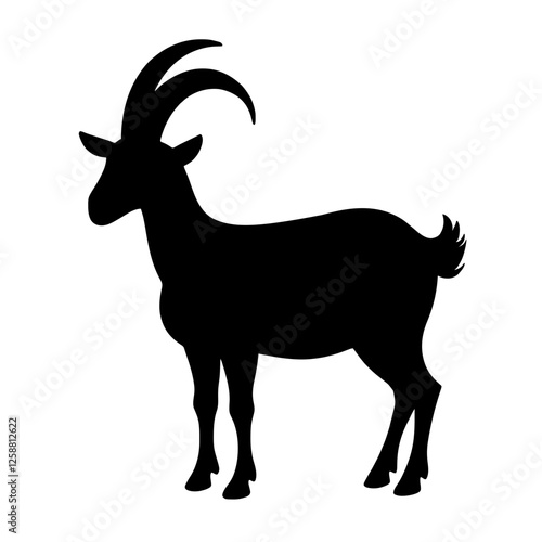 Minimalist black silhouette of a goat symbolizing resilience and agility