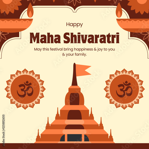 Orange Brown Modern Illustrative Maha Shivaratri Instagram Post