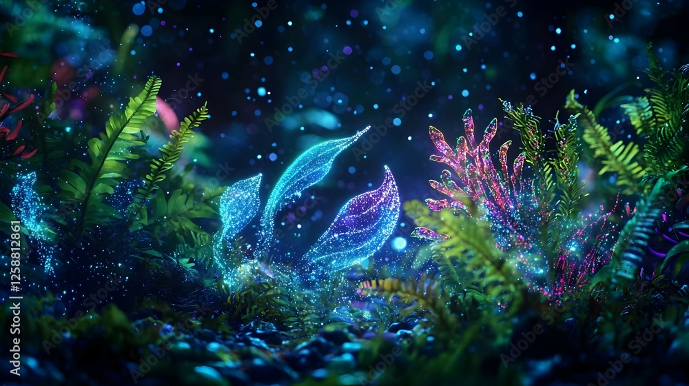 Glowing Plants in a Dark Fantasy Forest Glowing Plants in a Dark Fantasy Forest