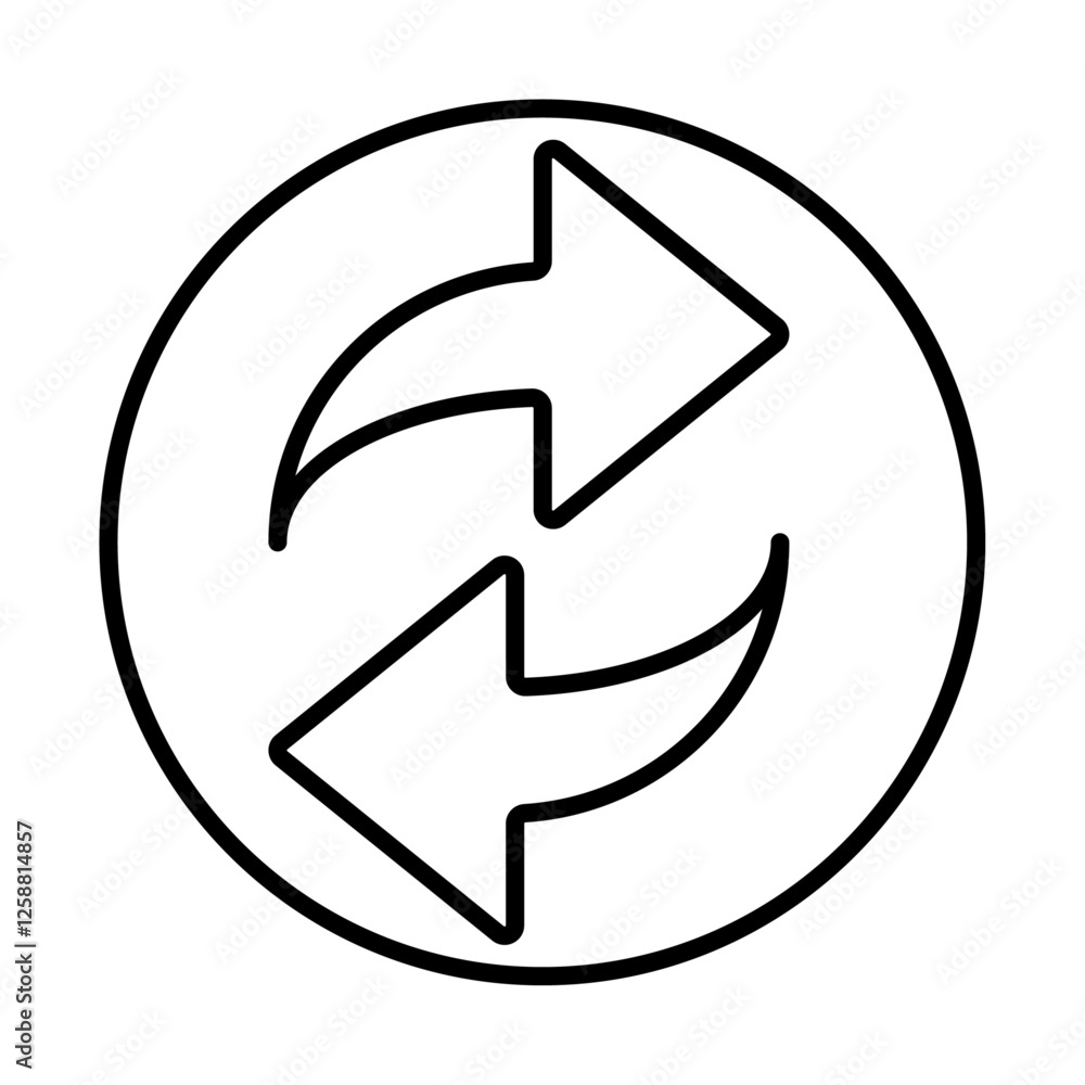 Synchronization icon Outline vector symbol sign Synchronization icon Outline vector symbol sign