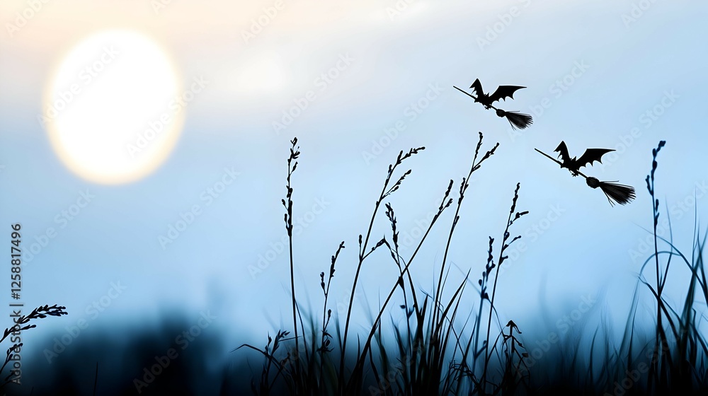 Obraz premium Silhouette of Grass at Sunset