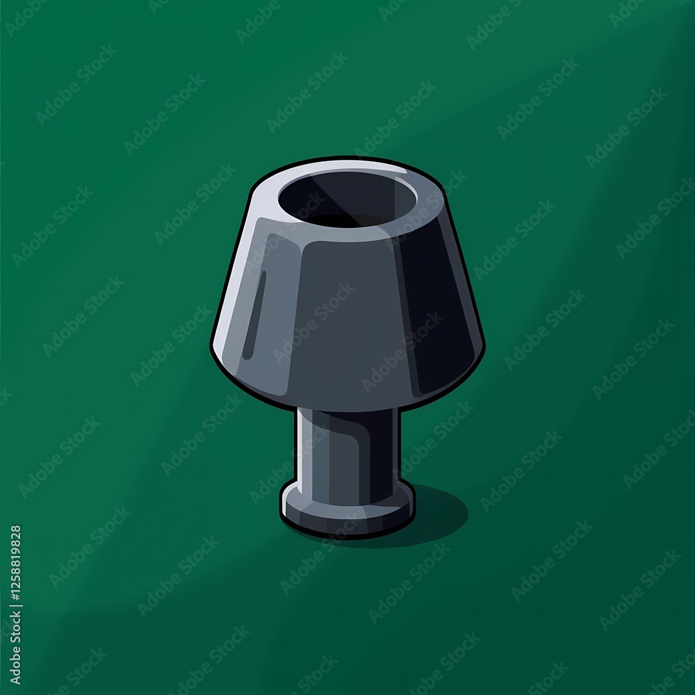 An chunky image of a black lamp with a metallic finish. The background is a gradient green color, adding depth and contrast.