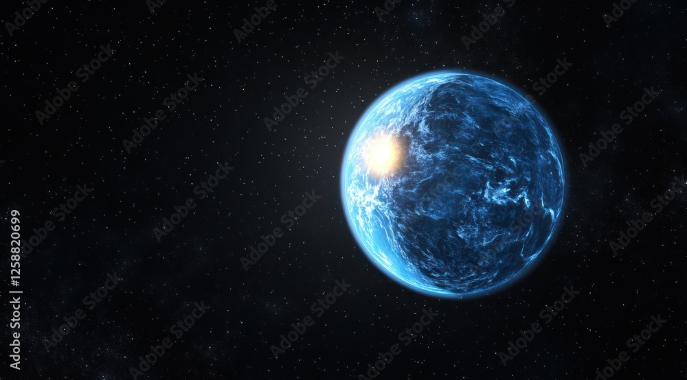 Obraz premium Celestial Body Illuminated In Dark Space Background