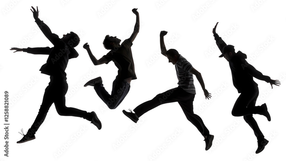 Fototapeta premium silhouettes of jumping man 