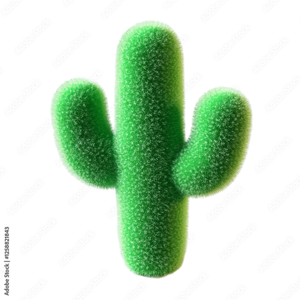 3d render of cactus, simple, fluffy textured, clay 3d icon style, on white background 3d render of cactus, simple, fluffy textured, clay 3d icon style, on white background