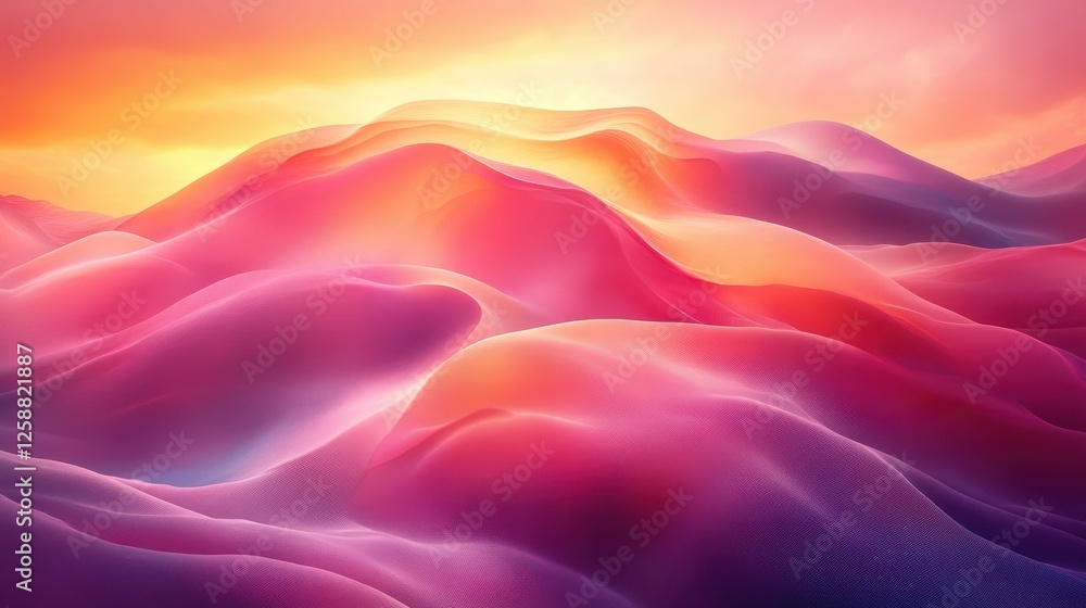 Fototapeta premium Abstract Colorful Landscape with Smooth Gradient Waves at Sunset