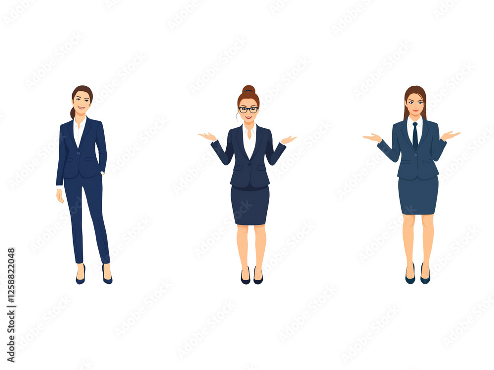 A Collection of Flat Illustration Businesswoman Doing Different Actions, Isolated on Transparent Background. A Collection of Flat Illustration Businesswoman Doing Different Actions, Isolated on Transparent Background.