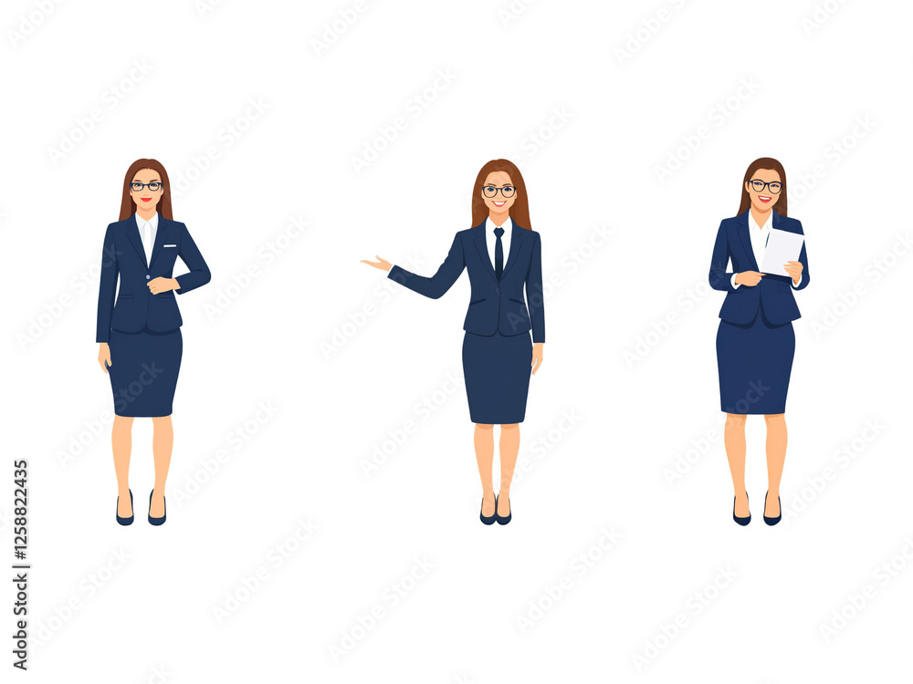 A Collection of Flat Illustration Businesswoman Doing Different Actions, Isolated on Transparent Background. A Collection of Flat Illustration Businesswoman Doing Different Actions, Isolated on Transparent Background.