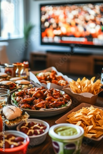 Large buffet table full of food and drinks, perfect for a party