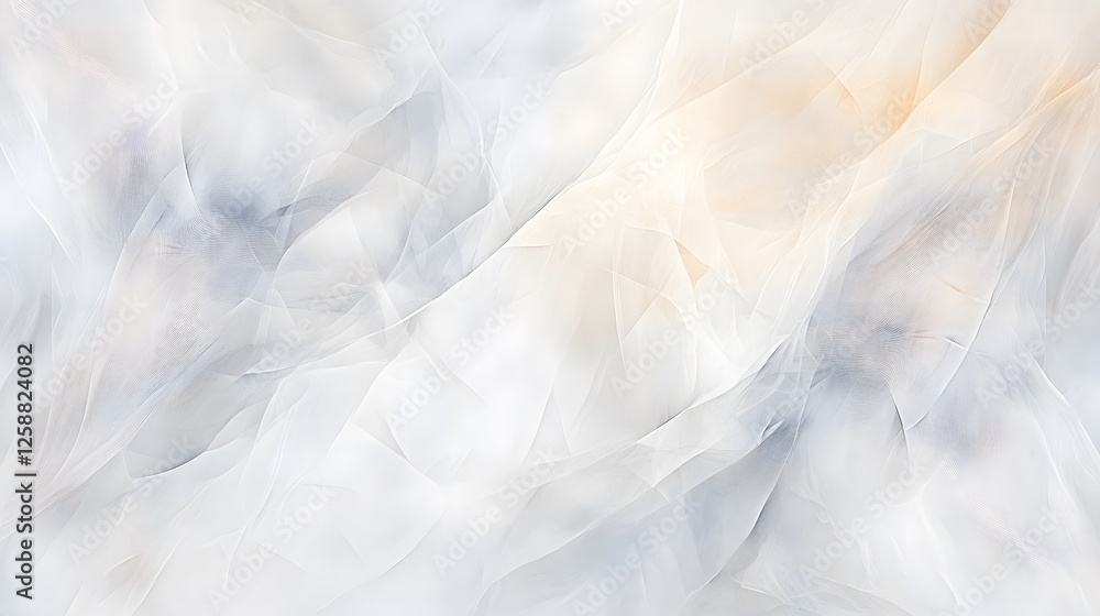 Fototapeta premium Abstract Gray and Beige Fabric Texture Background, AI Generated Soft Draped Sheer White Tulle