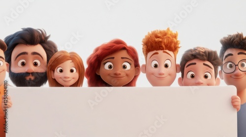 cartoon family holding blank sign