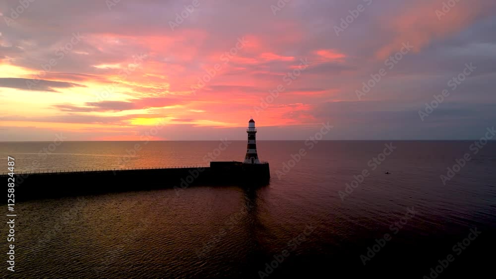 Roker Lighthouse approach sunrise HD Roker Lighthouse approach sunrise HD