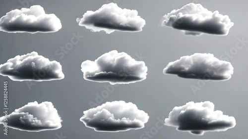 Varied cloud types in shapes and sizes