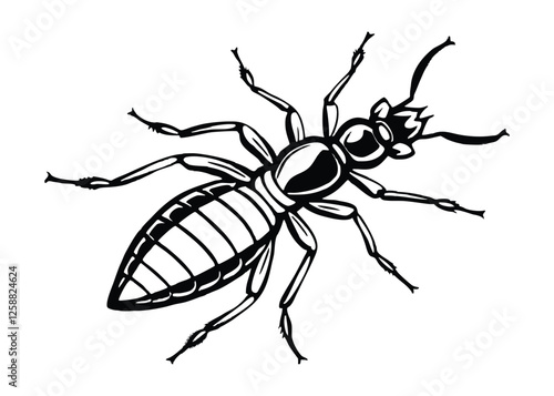 Silhouette of termite isolated on a white background