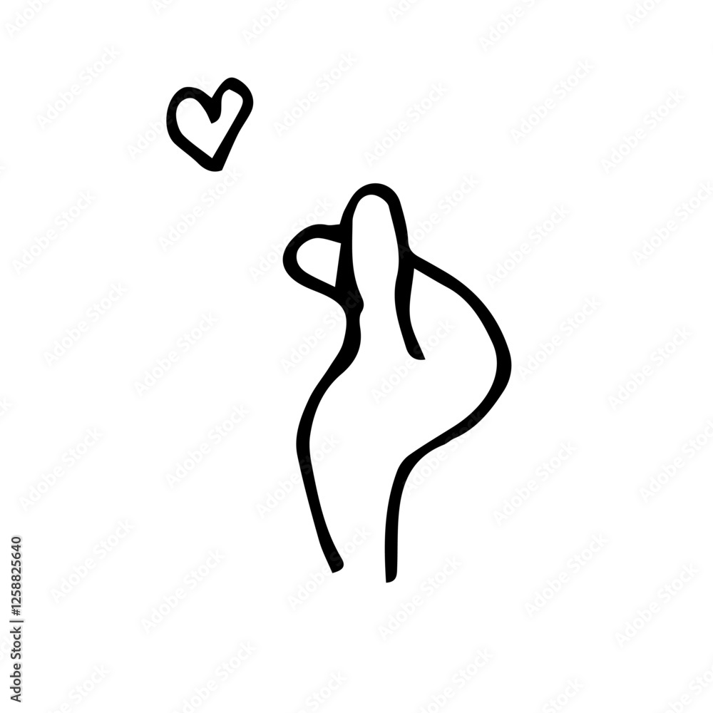 Minimalist Hand-Drawn Romantic Gesture with Heart Minimalist Hand-Drawn Romantic Gesture with Heart