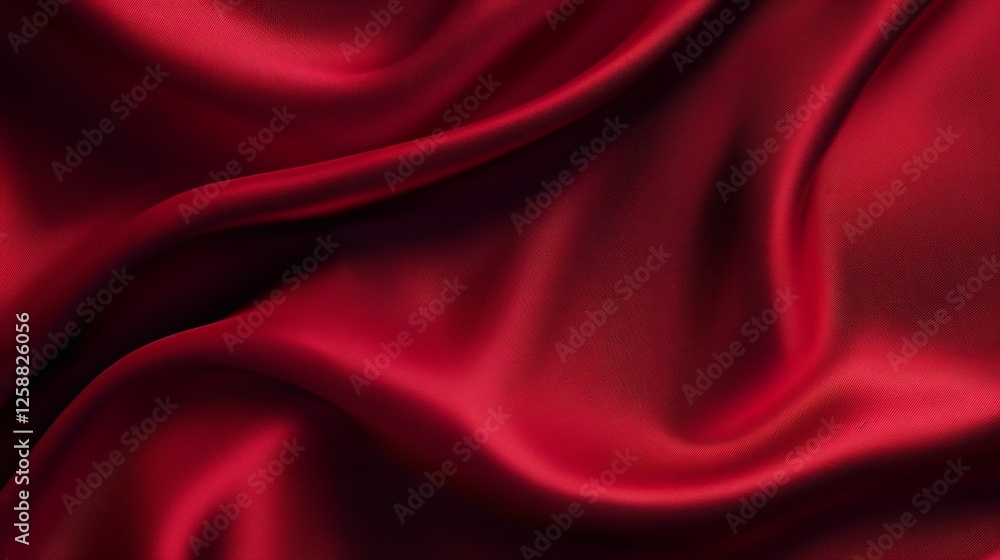 Luxurious red satin fabric flowing elegantly in smooth waves Luxurious red satin fabric flowing elegantly in smooth waves