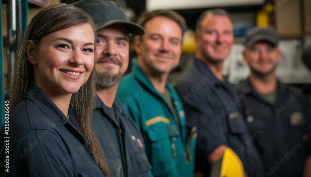 A portrait of a smiling, professional service crew. A person in a work environment highlighting professionalism. A portrait of a smiling, professional service crew. A person in a work environment highlighting professionalism.