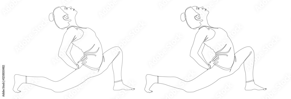 Fototapeta premium One Line Drawing of Women in Yoga Pose