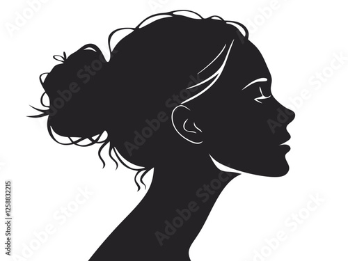 silhouette of a woman isolated on white background.