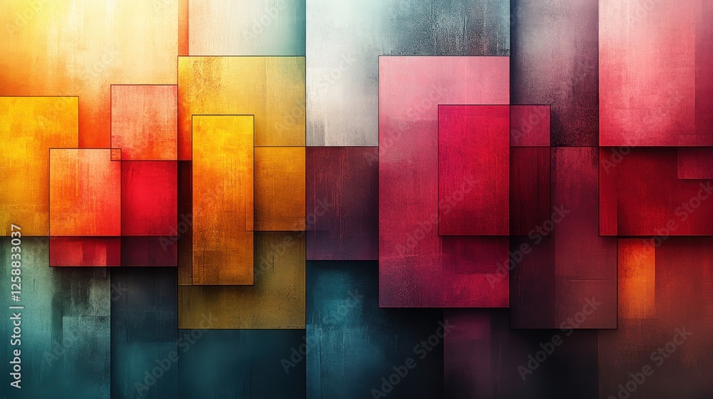 Fototapeta premium Vibrant Abstract Composition with Geometric Shapes and Rich Colors