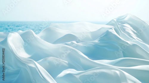 Wallpaper Mural Soft undulating waves of white fabric resemble ocean waves under bright sunlight near the shore Torontodigital.ca