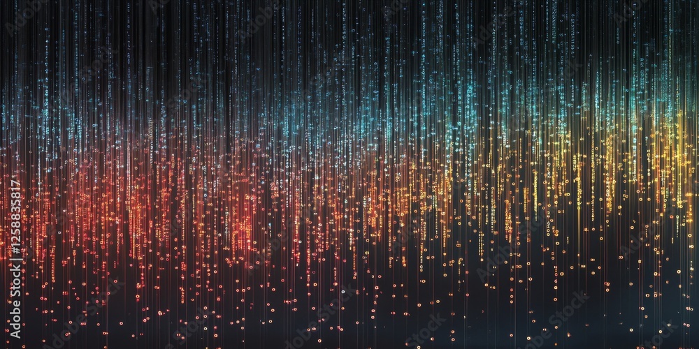 Abstract digital rain, glowing particles, dark background, website banner Abstract digital rain, glowing particles, dark background, website banner
