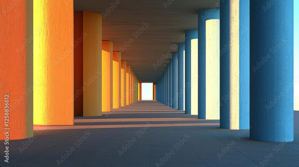 Fototapeta premium Colorful Columns in Abstract Architecture
