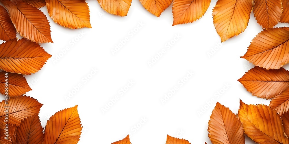 Obraz premium Autumn Leaves Frame Border White Background