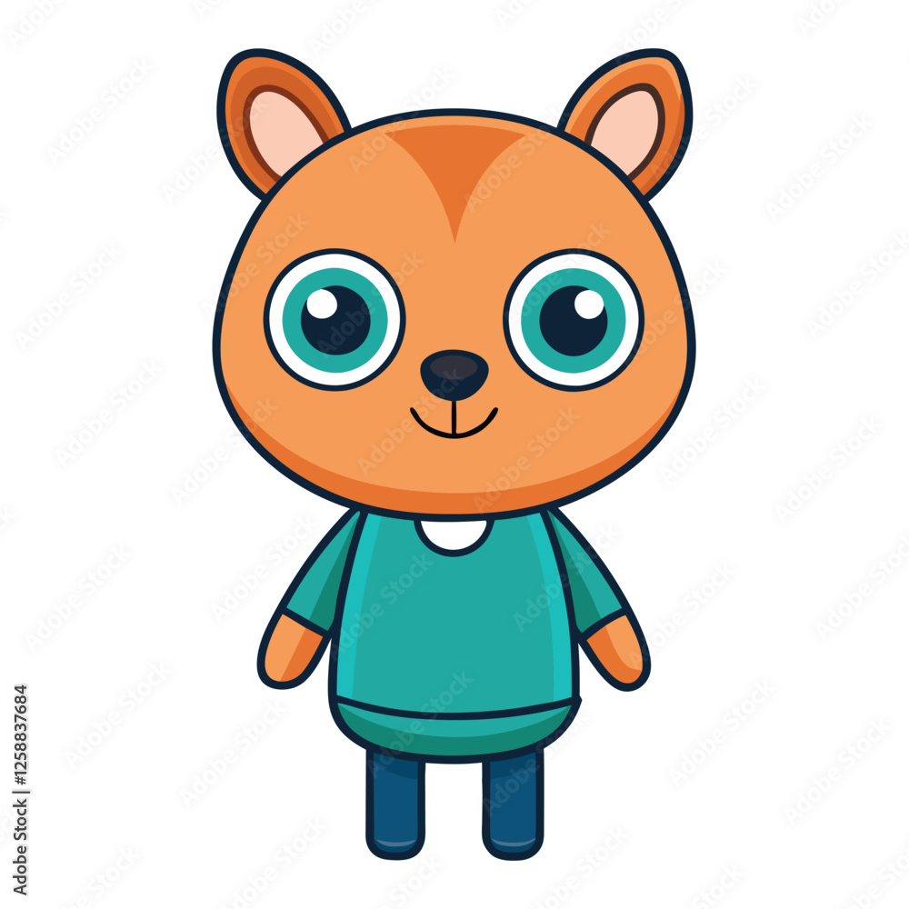 Cute Cartoon Bear Character with Blue Shirt Cute Cartoon Bear Character with Blue Shirt