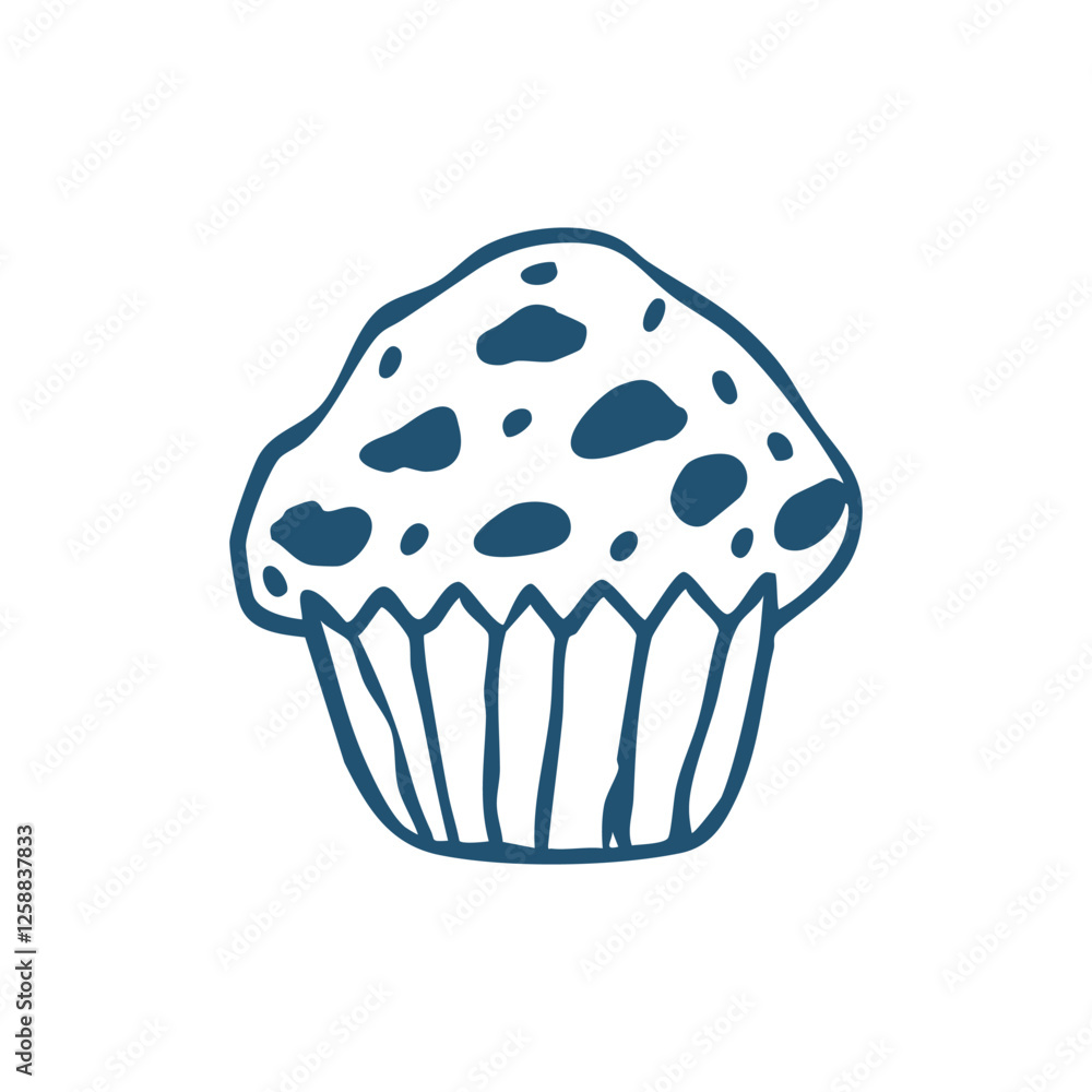 sweet muffin hand drawn doodle isolated on white background. vector illustration sweet muffin hand drawn doodle isolated on white background. vector illustration