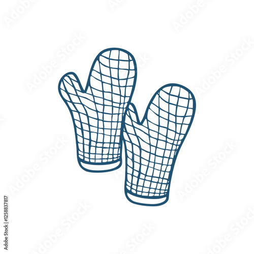 kitchen gloves doodle isolated on white background , vector illustration