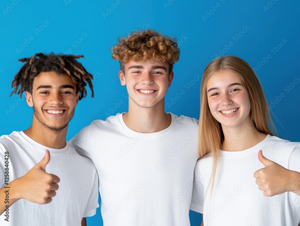 three Smiling Teens Give Thumbs Up three Smiling Teens Give Thumbs Up