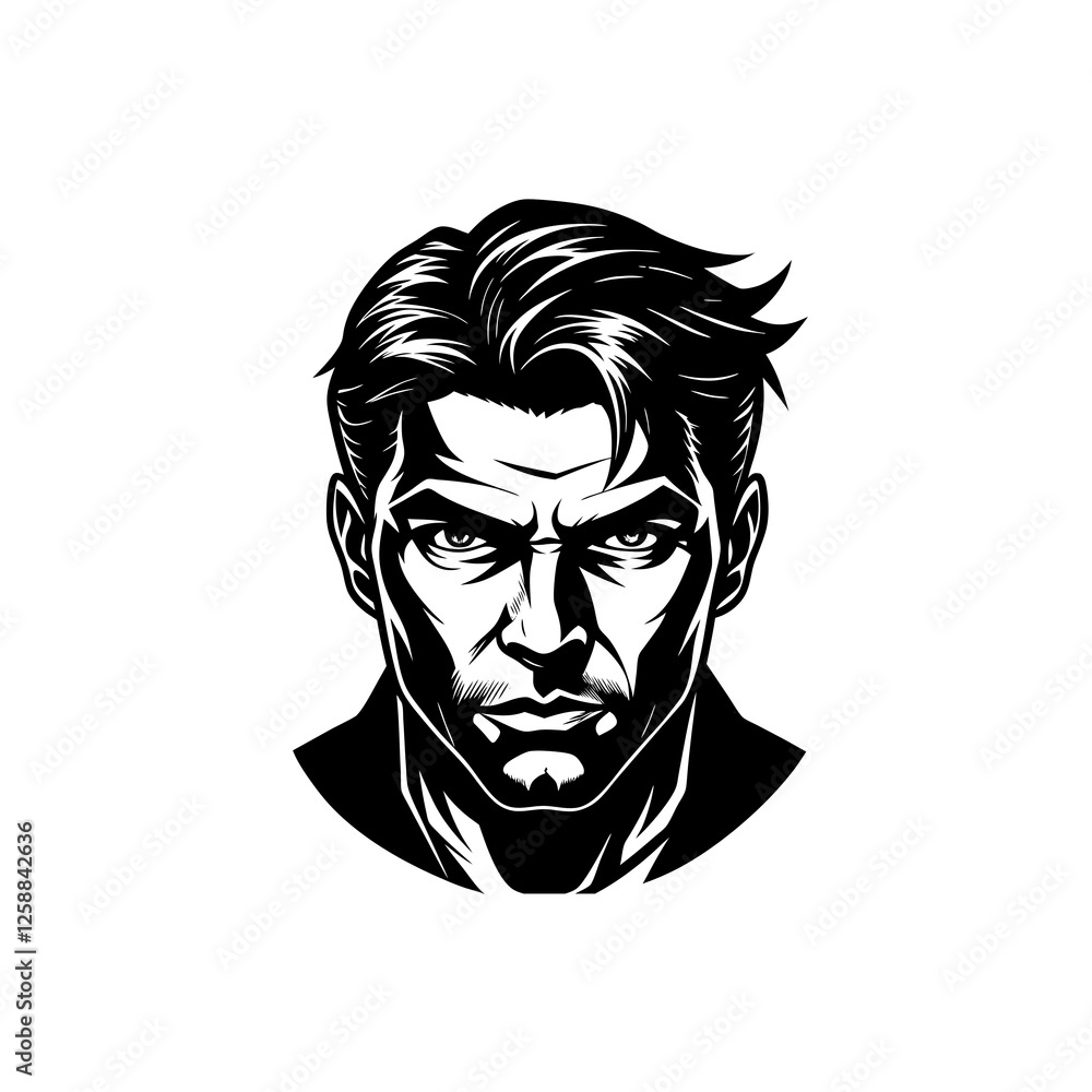 man face linocut isolated on white background
man face linocut isolated on white background