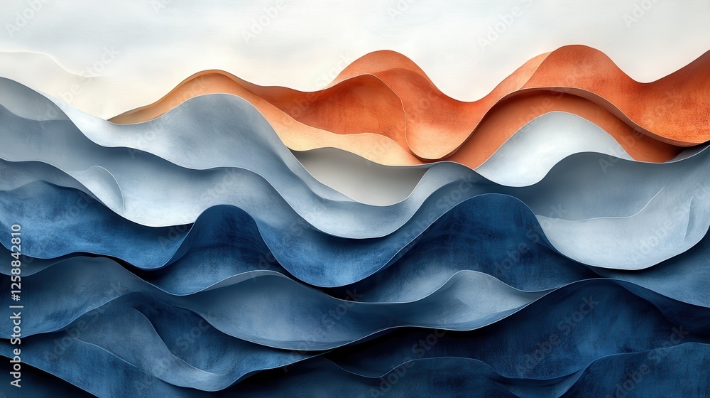 Fototapeta premium Abstract Waves with Warm Tones in Contemporary Art Composition