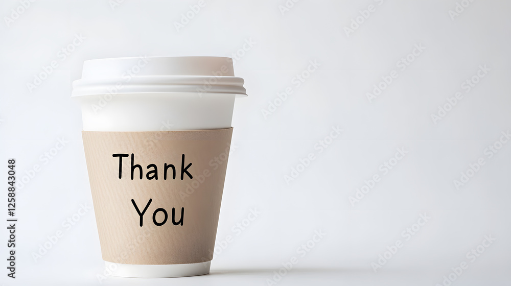 Thank you coffee. A simple gesture of gratitude, captured in a clean and modern style against a bright backdrop. Expressing appreciation visually.