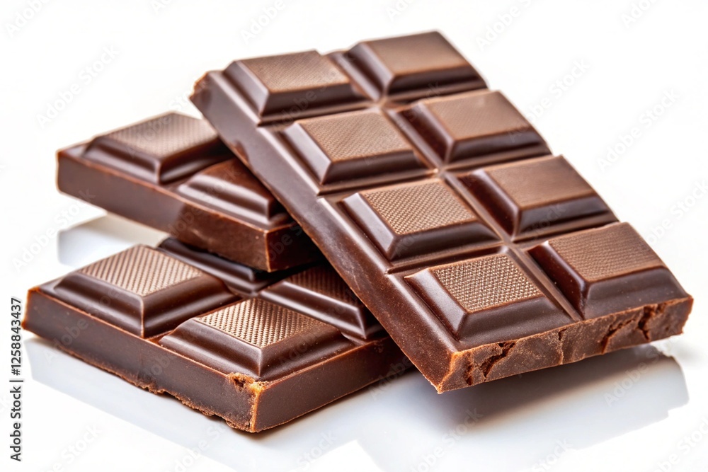 Pieces of chocolate bar isolated on background Pieces of chocolate bar isolated on background