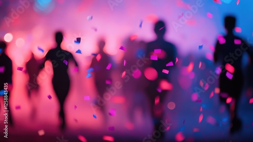 Wallpaper Mural abstract silhouette people running with confetti Torontodigital.ca