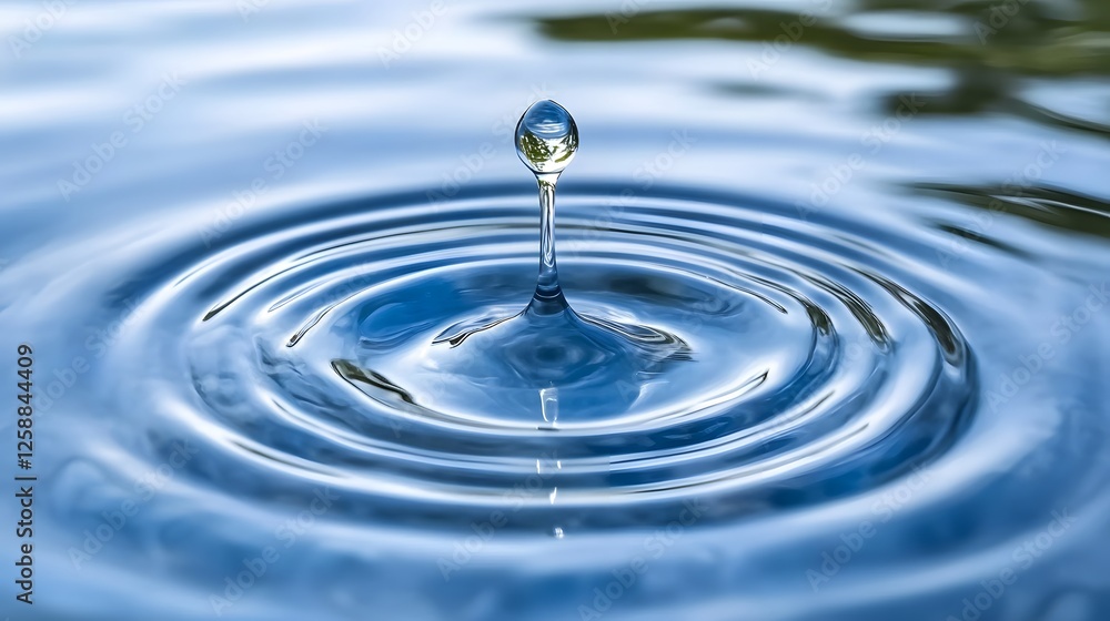 Stunning Water Drop Impact Ripple Effect Closeup Stunning Water Drop Impact Ripple Effect Closeup