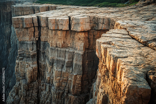 Generative AI Illustration of Geological Faults and Tectonic Processes in Arid Landscape photo