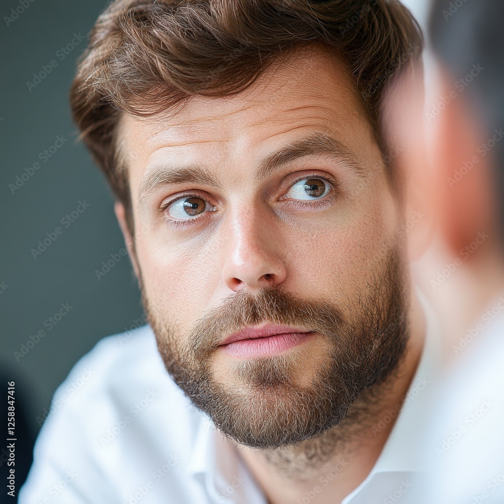 Obraz premium man with beard looking to side