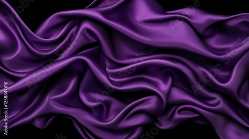 Flowing purple silk fabric drapes elegantly against a dark background, showcasing intricate folds and textures