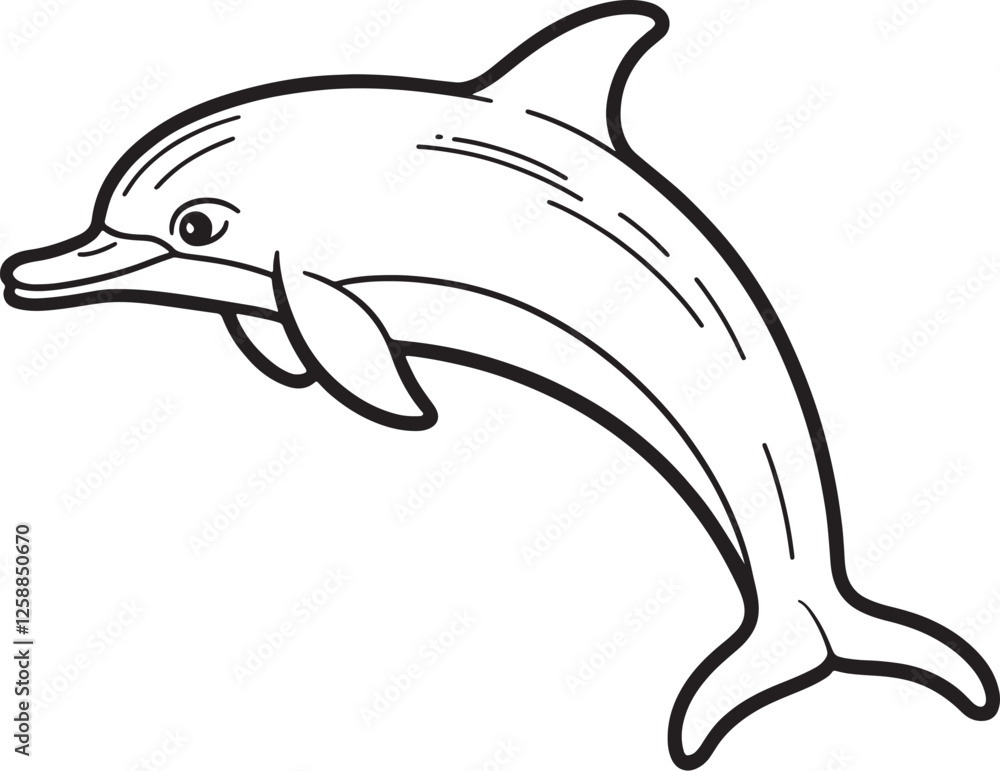 Fototapeta premium Minimalist Dolphin Line Drawing and silhouette Design
