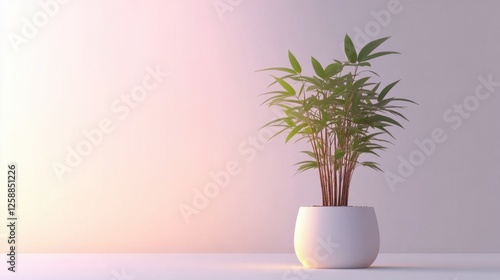 Wallpaper Mural Lush Green Indoor Plant in Minimalist White Pot on Soft Background Torontodigital.ca